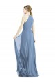 Soft Chiffon A-Line Long Sleeveless Dusty Blue Evening Dresses Barrie