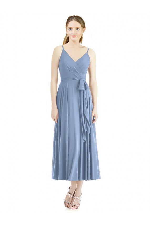 Soft Chiffon A-Line Tea Length Sleeveless Bridesmaid Dress Barrie