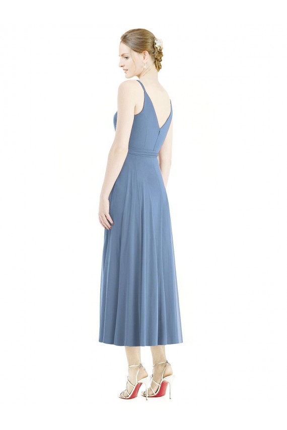 Soft Chiffon A-Line Tea Length Sleeveless Bridesmaid Dress Barrie