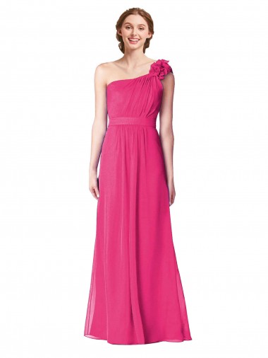 Soft Chiffon A-Line Long Sleeveless Azalea Bridesmaid Dresses Barrie
