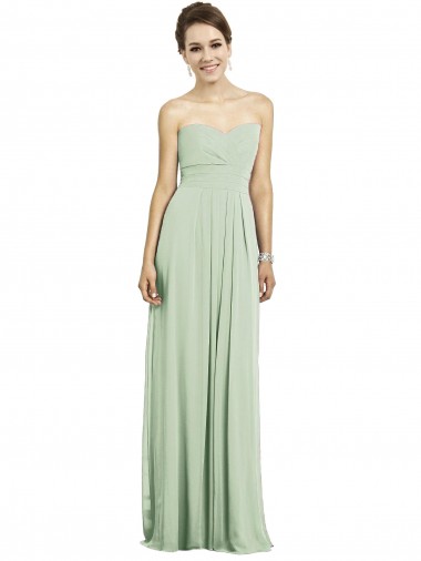 Soft Chiffon A-Line Long Sleeveless Sage Bridesmaid Gowns Barrie