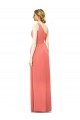 Soft Chiffon A-Line Long Coral Bridesmaid Dress Barrie
