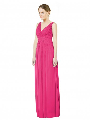Soft Chiffon A-Line Long Sleeveless Open Back Azalea Bridesmaid Dresses Barrie