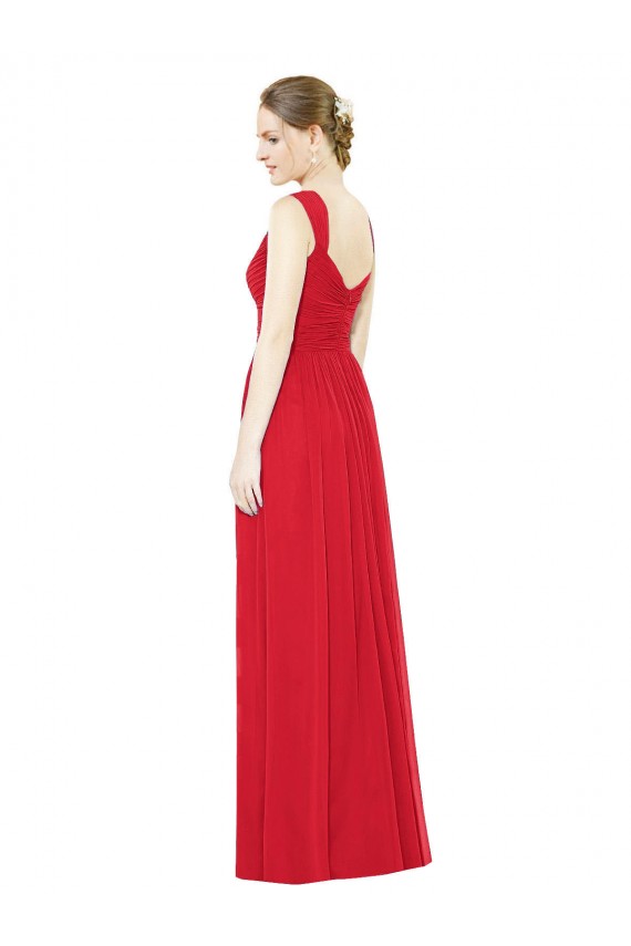 Chiffon A-Line Long Sleeveless Side Front Slit Bridesmaid Dresses Barrie