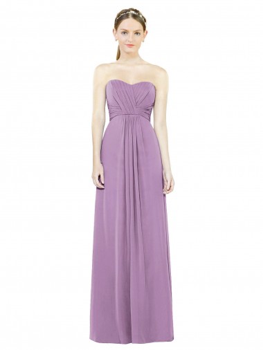Soft Chiffon A-Line Long Sleeveless Dark Lavender Bridesmaid Dress Barrie