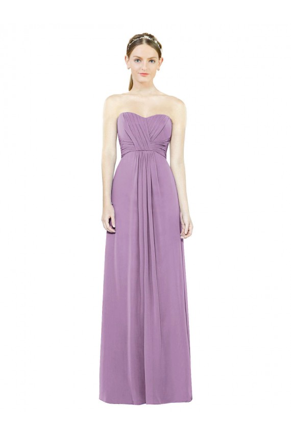 Soft Chiffon A-Line Long Sleeveless Dark Lavender Bridesmaid Dress Barrie