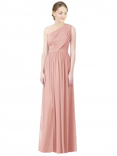 Soft Chiffon A-Line Long Sleeveless Bliss Pink Bridesmaid Dress Barrie