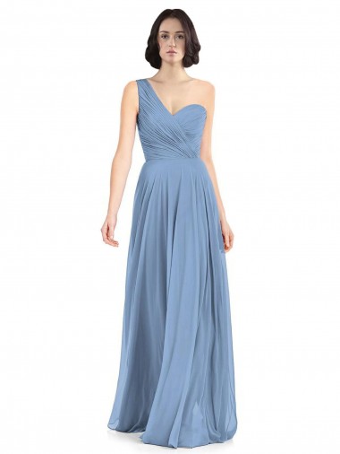 Soft Chiffon A-Line Long Sleeveless Dusty Blue Formal Dress / Bridesmaid Dress Barrie