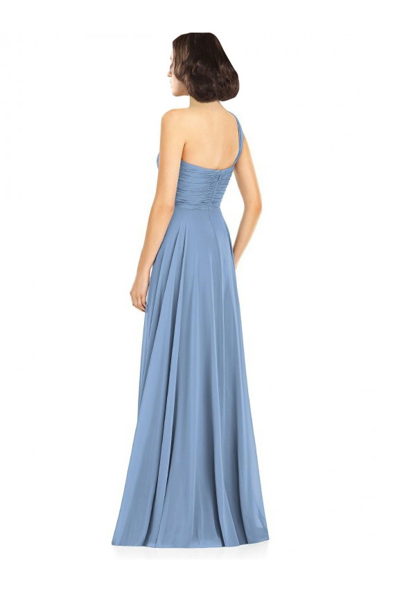 Soft Chiffon A-Line Long Sleeveless Dusty Blue Formal Dress / Bridesmaid Dress Barrie