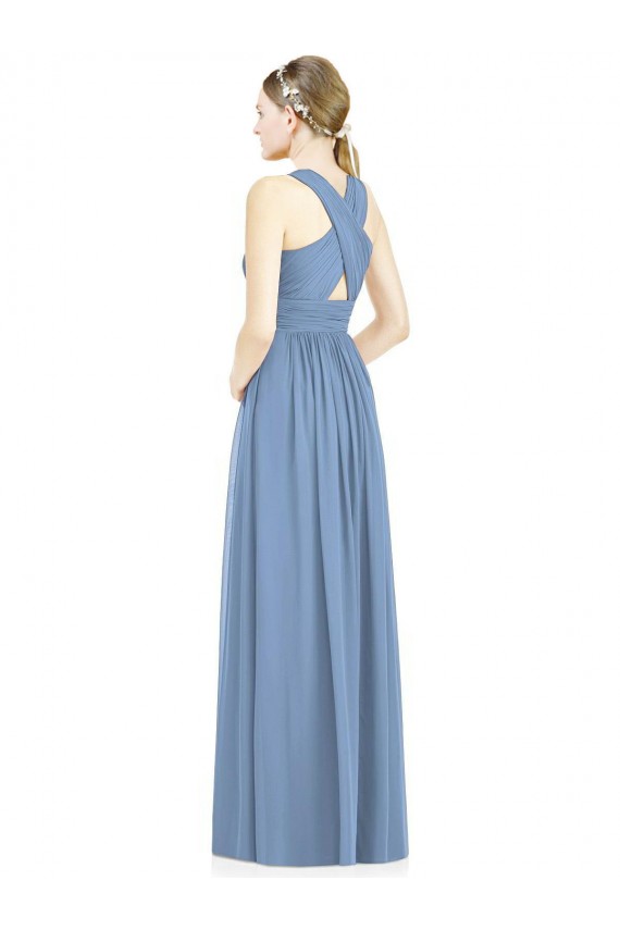 Chiffon A-Line Long Sleeveless Bridesmaid Gowns Barrie