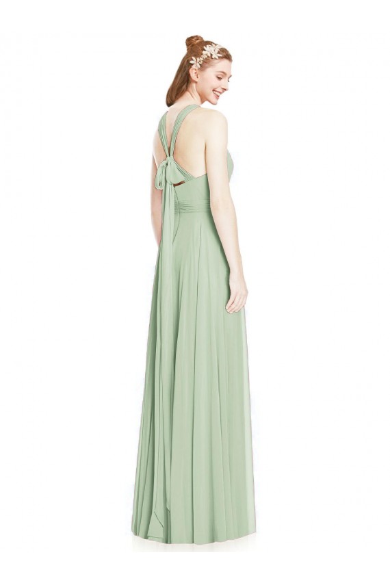 Chiffon A-Line Long Sleeveless Sage Bridesmaid Dress / Evening Dress Barrie