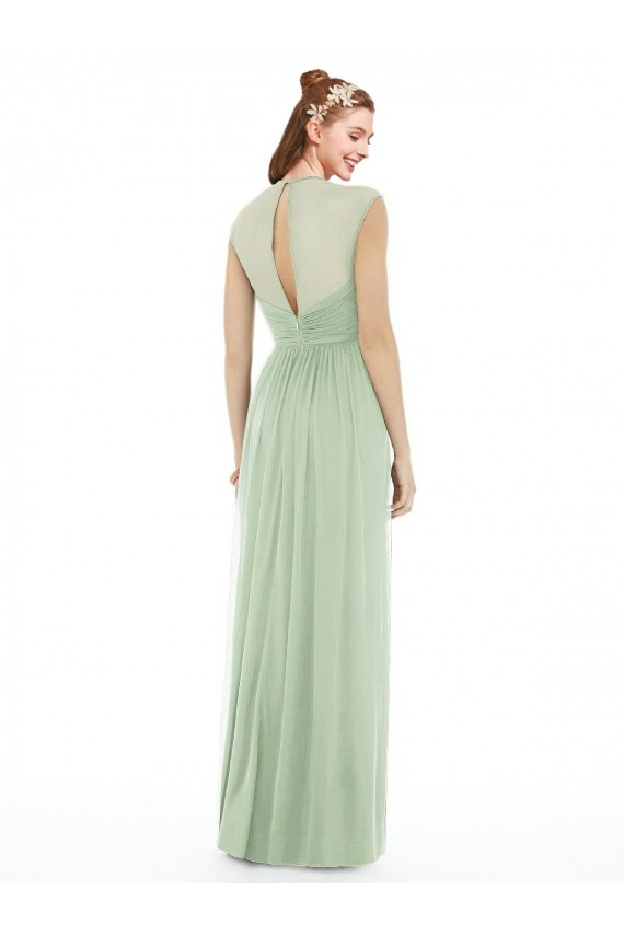 Soft Chiffon A-Line Long Cap Sleeves Sage Formal Dress / Bridesmaid Dress Barrie