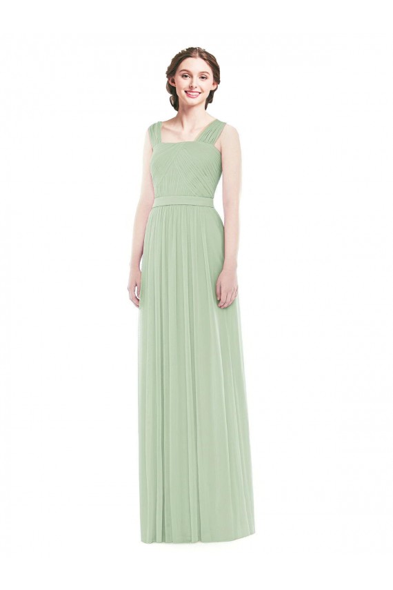Soft Chiffon A-Line Long Sleeveless Sage Bridal Party Dress Barrie