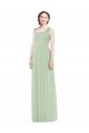 Soft Chiffon A-Line Long Sleeveless Sage Bridal Party Dress Barrie