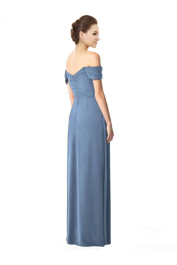 Soft Chiffon Long A-Line Cap Sleeves Bridesmaid Dress Barrie