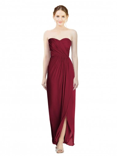 Soft Chiffon Sheath Long Sleeveless Bridesmaid Dress Barrie