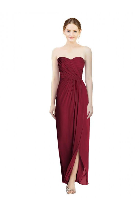 Soft Chiffon Sheath Long Sleeveless Bridesmaid Dress Barrie