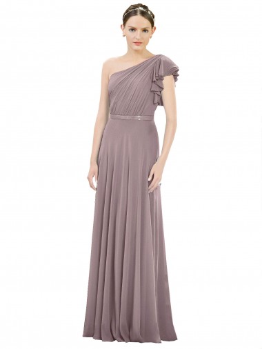 Soft Chiffon A-Line Long Sleeveless Dusty Rose Bridesmaid Dress Barrie