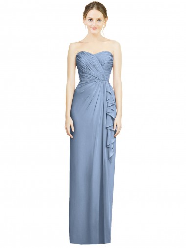 Soft Chiffon Sheath Long Sleeveless Front Slit Bridesmaid Dresses Barrie