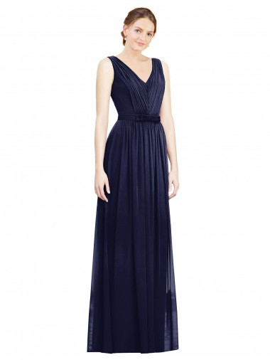 Chiffon A-Line Sleeveless Dark Navy Bridesmaid Gowns Barrie