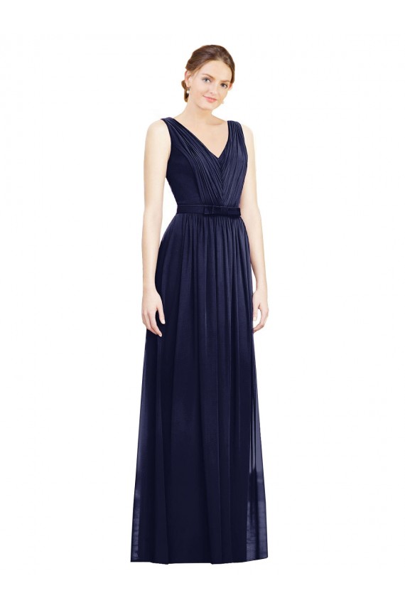 Chiffon A-Line Sleeveless Dark Navy Bridesmaid Gowns Barrie