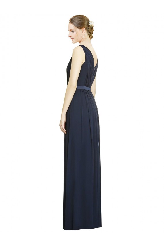 Chiffon A-Line Sleeveless Dark Navy Bridesmaid Gowns Barrie