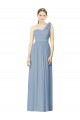Soft Chiffon A-Line Long Sleeveless Dusty Blue Bridesmaid Gowns Barrie