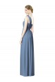 Soft Chiffon A-Line Long Sleeveless Dusty Blue Bridesmaid Gowns Barrie
