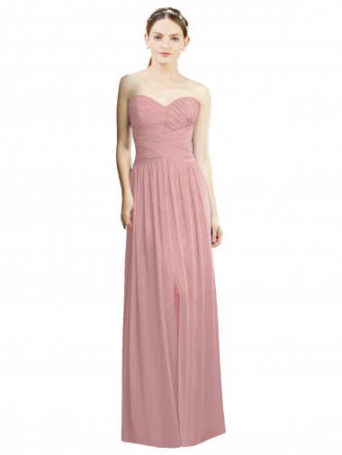 Chiffon A-Line Long Sleeveless Front Slit Bridesmaid Dresses Barrie