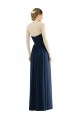 Soft Chiffon A-Line Long Sleeveless Dark Navy Evening Dresses Barrie