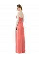 Soft Chiffon A-Line Long Sleeveless Coral Bridesmaid Dress Barrie