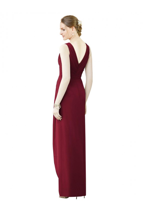 Chiffon Sheath Long Sleeveless V-Back Bridesmaid Dress / Evening Dress Barrie
