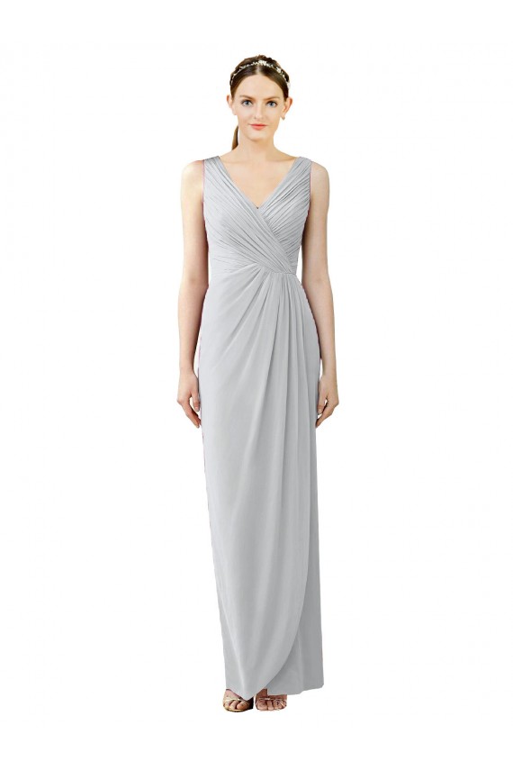 Chiffon Sheath Long Sleeveless V-Back Bridesmaid Dress / Evening Dress Barrie