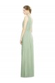 Soft Chiffon A-Line Long Sleeveless Sage V-Back Bridesmaid Dress Barrie