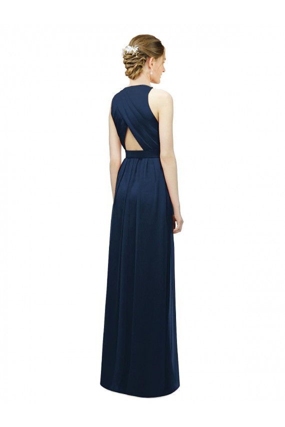 Soft Chiffon A-Line Long Sleeveless Salmon Bridesmaid Gowns Barrie