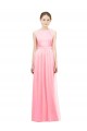 Soft Chiffon A-Line Long Sleeveless Salmon Bridesmaid Gowns Barrie