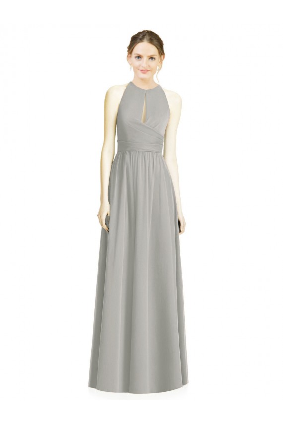 Chiffon A-Line Long Sleeveless Silver Bridesmaid Dress / Evening Dress Barrie