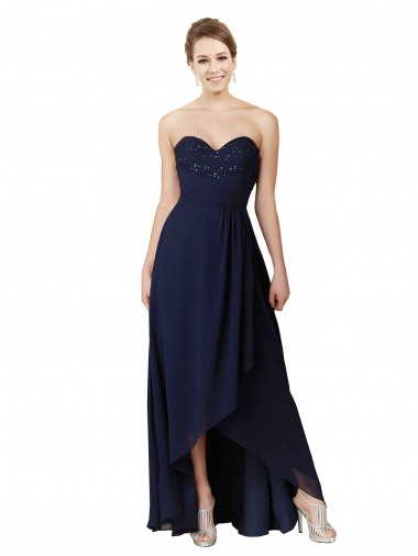 Luxe Chiffon A-Line Long Sleeveless High Low Bridesmaid Dress Barrie