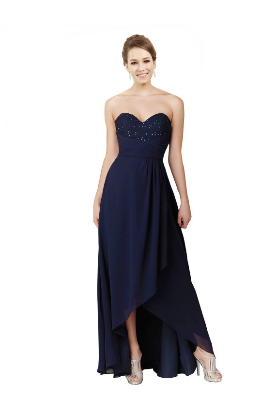 Luxe Chiffon A-Line Long Sleeveless High Low Bridesmaid Dress Barrie