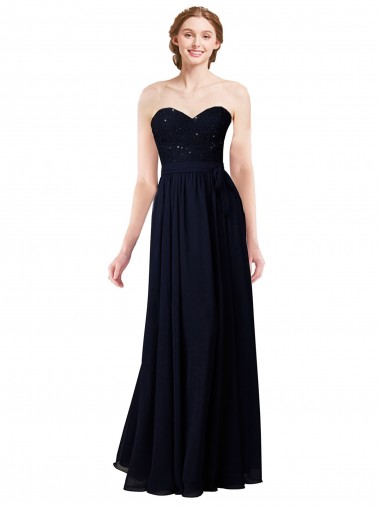 Soft Chiffon A-Line Long Sleeveless Dark Navy Formal Dress / Bridesmaid Dress Barrie