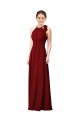 Soft Chiffon Sheath Long Sleeveless Open Slit Back Bridesmaid Dresses Barrie