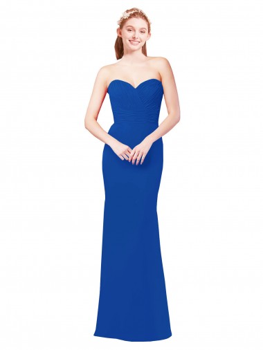 Chiffon A-Line Long Sleeveless Royal Blue Bridesmaid Dress / Evening Gowns Barrie