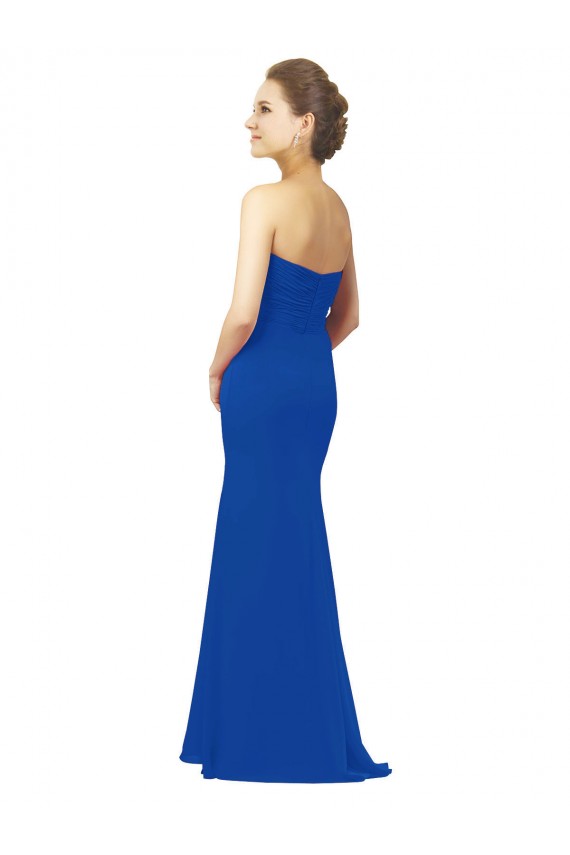 Chiffon A-Line Long Sleeveless Royal Blue Bridesmaid Dress / Evening Gowns Barrie