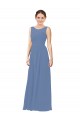 Soft Chiffon Sheath Long Sleeveless Windsor Blue Bridesmaid Dress Barrie
