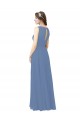Soft Chiffon Sheath Long Sleeveless Windsor Blue Bridesmaid Dress Barrie