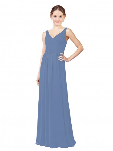 Soft Chiffon Sheath Long Sleeveless Bridal Party Dress Barrie