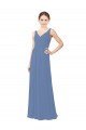 Soft Chiffon Sheath Long Sleeveless Bridal Party Dress Barrie