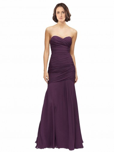 Soft Chiffon Mermaid Long Sleeveless Grape Bridesmaid Dress Barrie