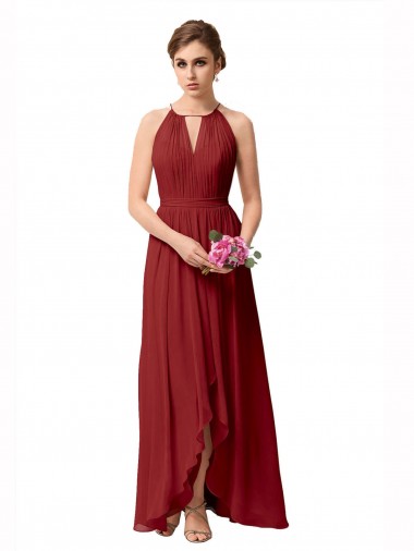 Luxe Chiffon A-Line Sleeveless Burgundy Bridesmaid Dresses Barrie
