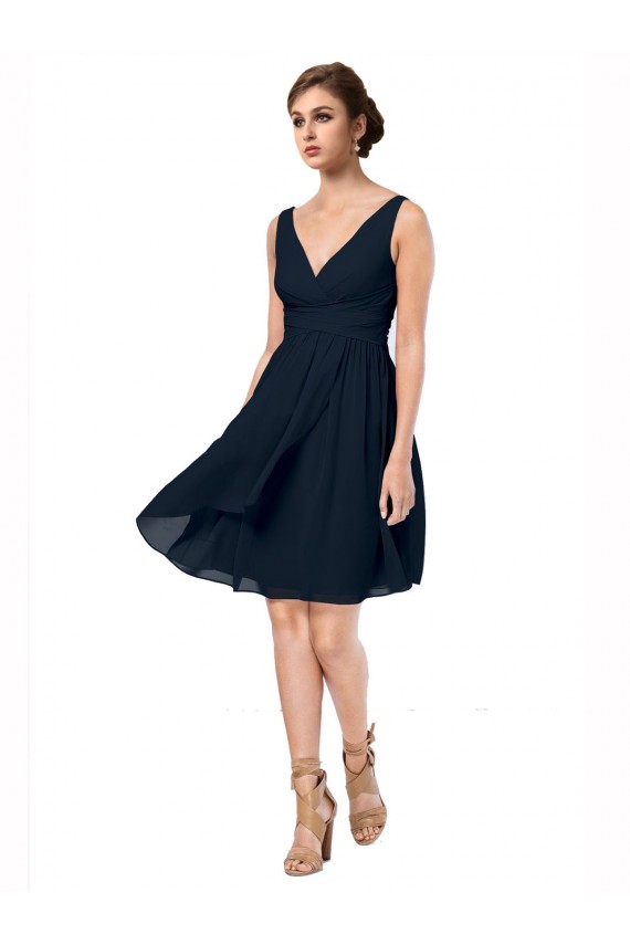 Soft Chiffon Knee Length Sleeveless Bridesmaid Dress Barrie